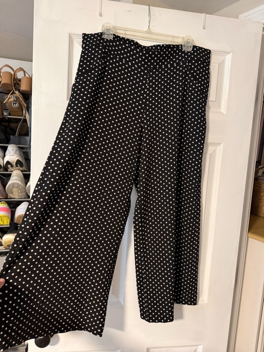 Max Studio Black Wide-Leg Polka Dot Pants